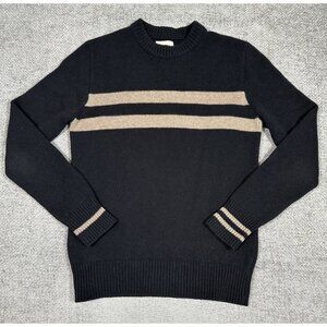 Oliver Spencer Sweater Mens Medium‎ Black Beige Jumper Stripe Wool